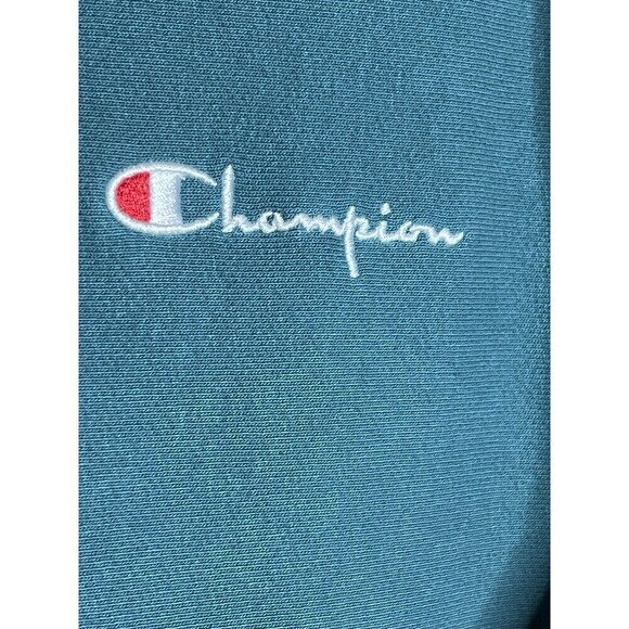 Champion Unisex Reverse‎ Weave Sweatshirt Jacket Teal 1/4 Zip Medium Cotton - Picture 3 of 9